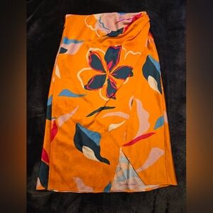 Sigrid Olsen Orange Floral Midi Skirt